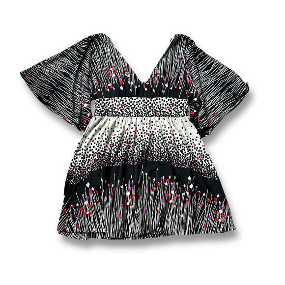 Vintage Y2k Tibi New York Kimono Sleeve Floral Fit and Flare Dress Sz L - Picture 2 of 8